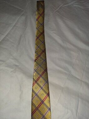 American Lifestyle Gold Plaid Horseshoe Necktie Equestrian Tartan Yellow